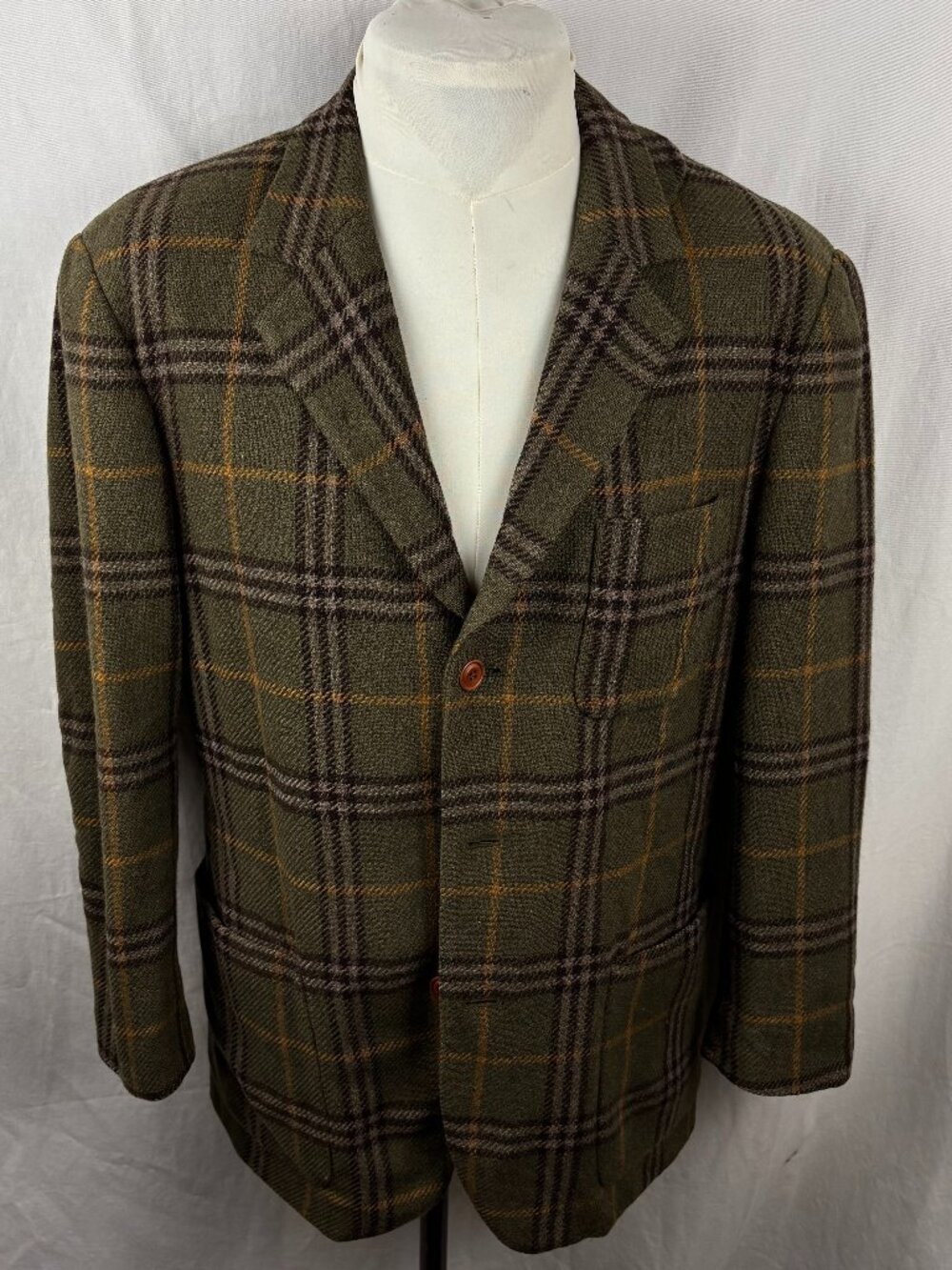 Vintage Tommy Hilfiger Wool Plaid Field Sports Blazer Jacket M 90s